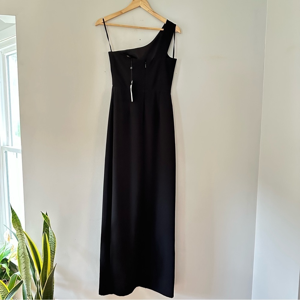 BCBG MAXAZRIA Kauri Gown Black One Shoulder Cutout Maxi Dress w/ Slit Size 2 - Picture 5 of 11